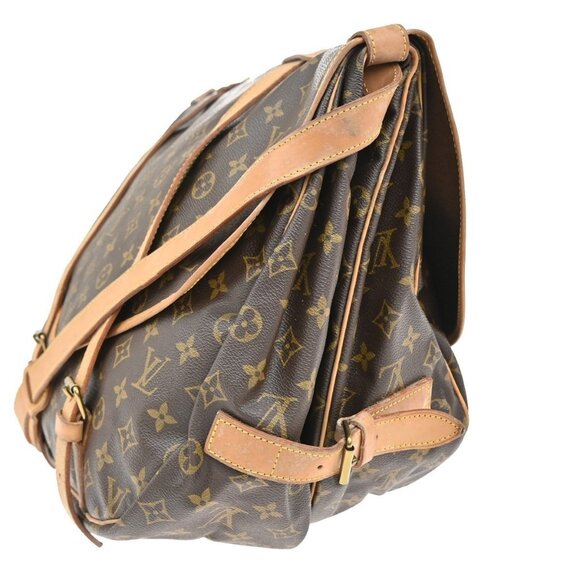 LOUIS VUITTON Logo Saumur 43 Shoulder Bag Monogram Leather Brown - Picture 3 of 16